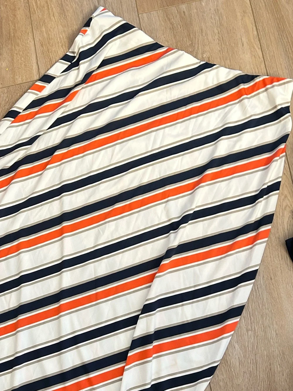 Jules & Leopold Cream Maxi Skirt with Navy & Orange Diagonal Stripes
